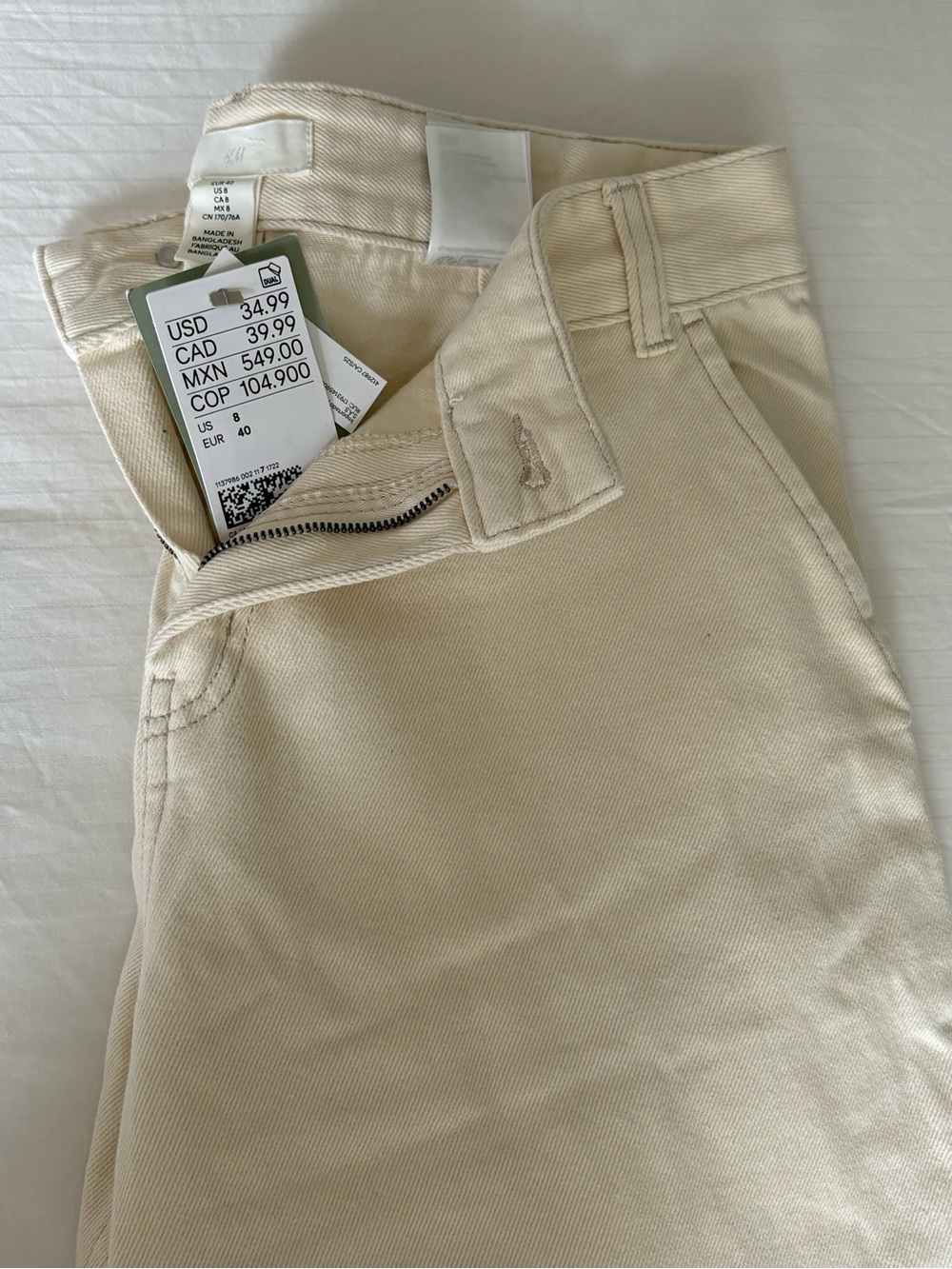 H&M Cream Straight Leg Pants